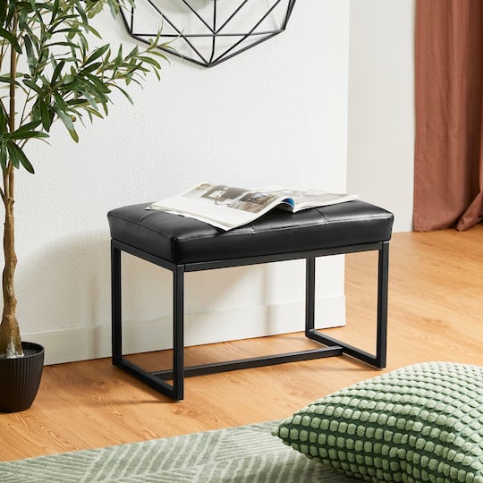 Glitzhome® Modern Thick Leatherette Accent Stool